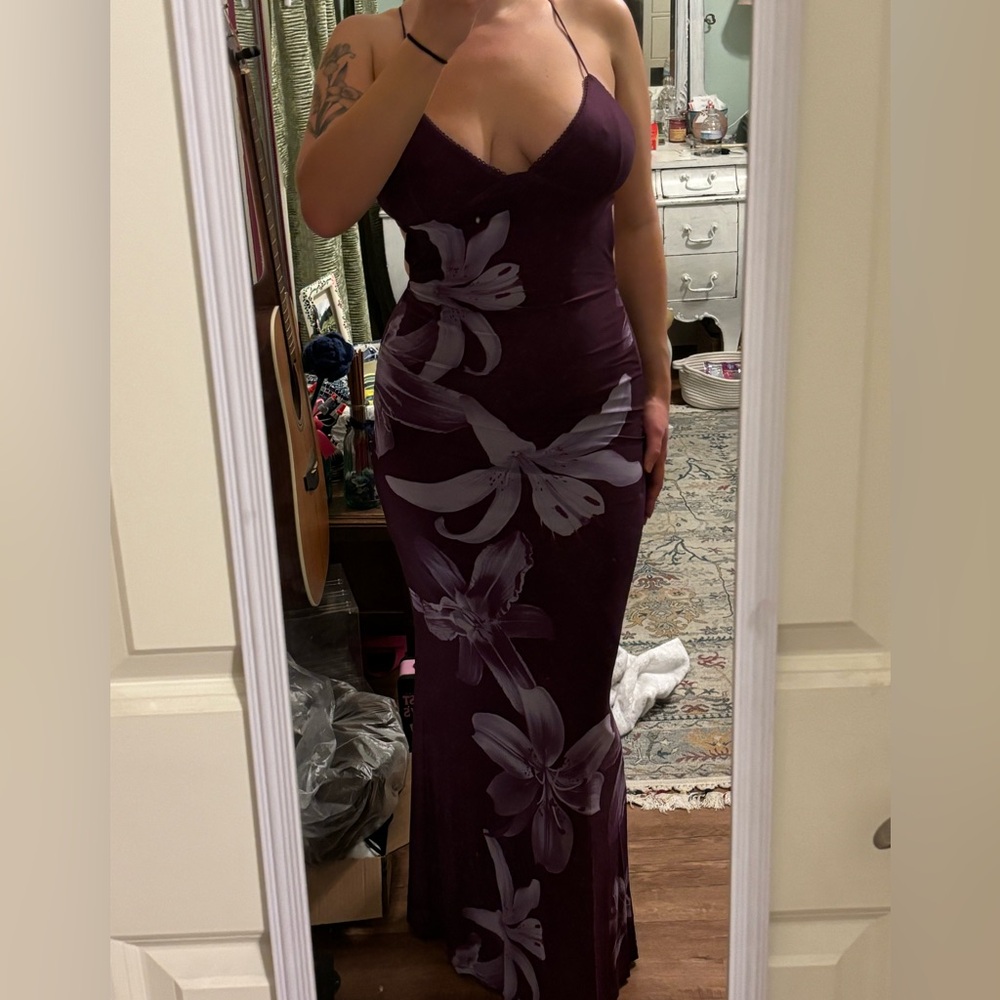 Tiger Mist Deep Purple Floral Maxi Dress